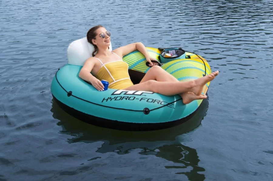 Bestway Hydro-Force Alpine River Tube with Built-in Cooler for Adults – Heavy-Duty Inflatable Water Raft for River Floating