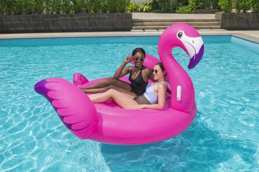 Bestway H2Ogo! Pink Flamingo Ride-On Pool Float for Adults, 2-Person Inflatable Island Water Lounge