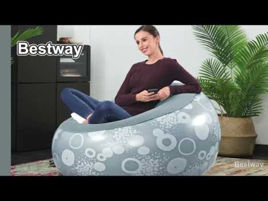 Bestway Inflatable Chair with Rapid Inflation, Portable Lounge Chair for Indoor Outdoor Use, Comfortable Red Air Seat for Camping Beach Pool Party